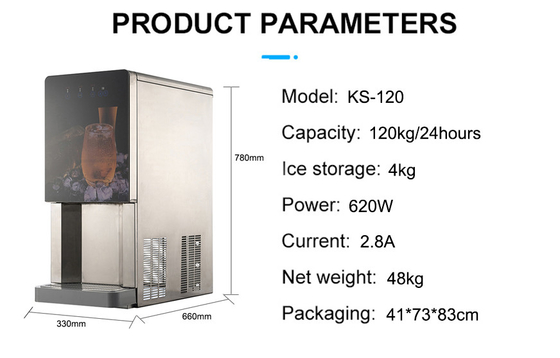 KS-120 Máquina industrial de agua y hielo de 48 kg por día para necesidades de distribución eléctrica